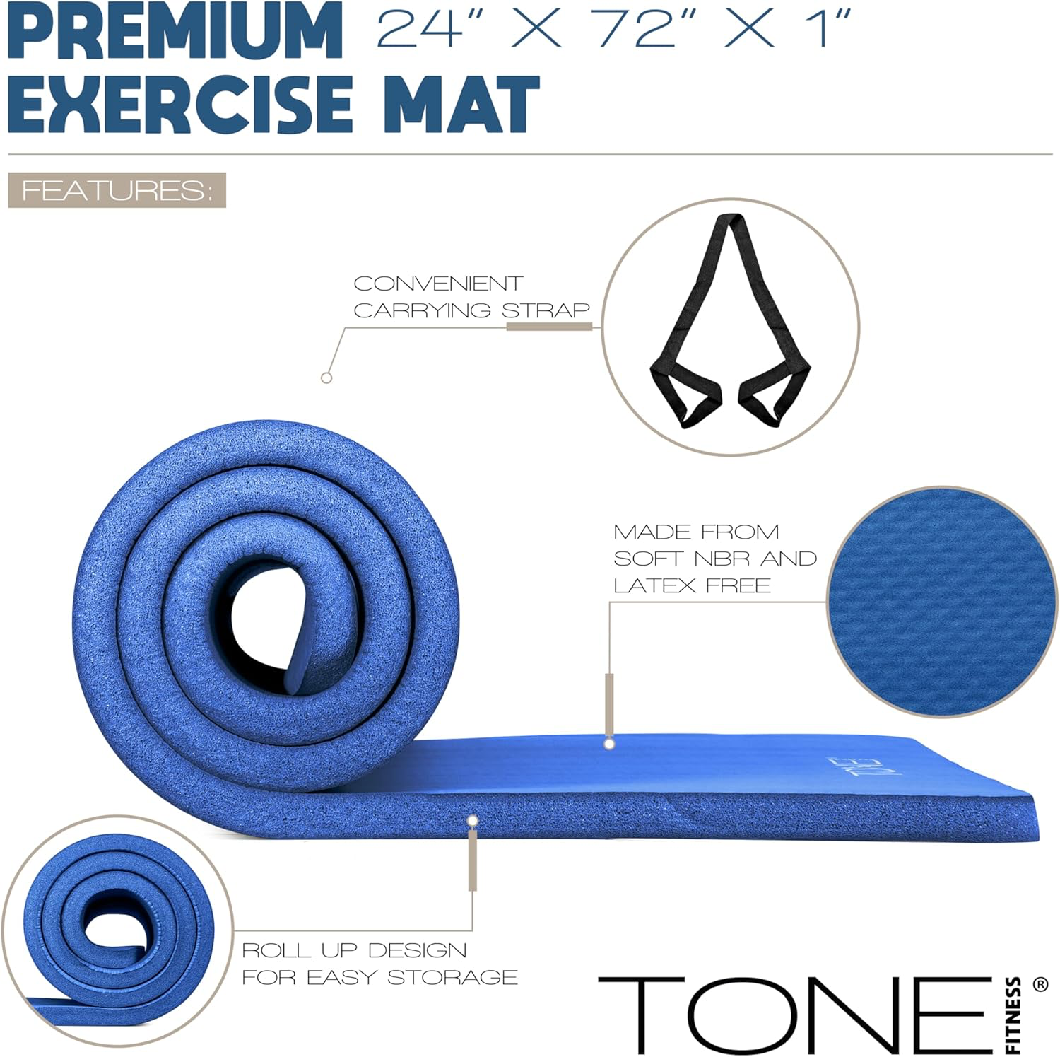 Tone Fitness 1-Inch Thick Yoga Mat view 3