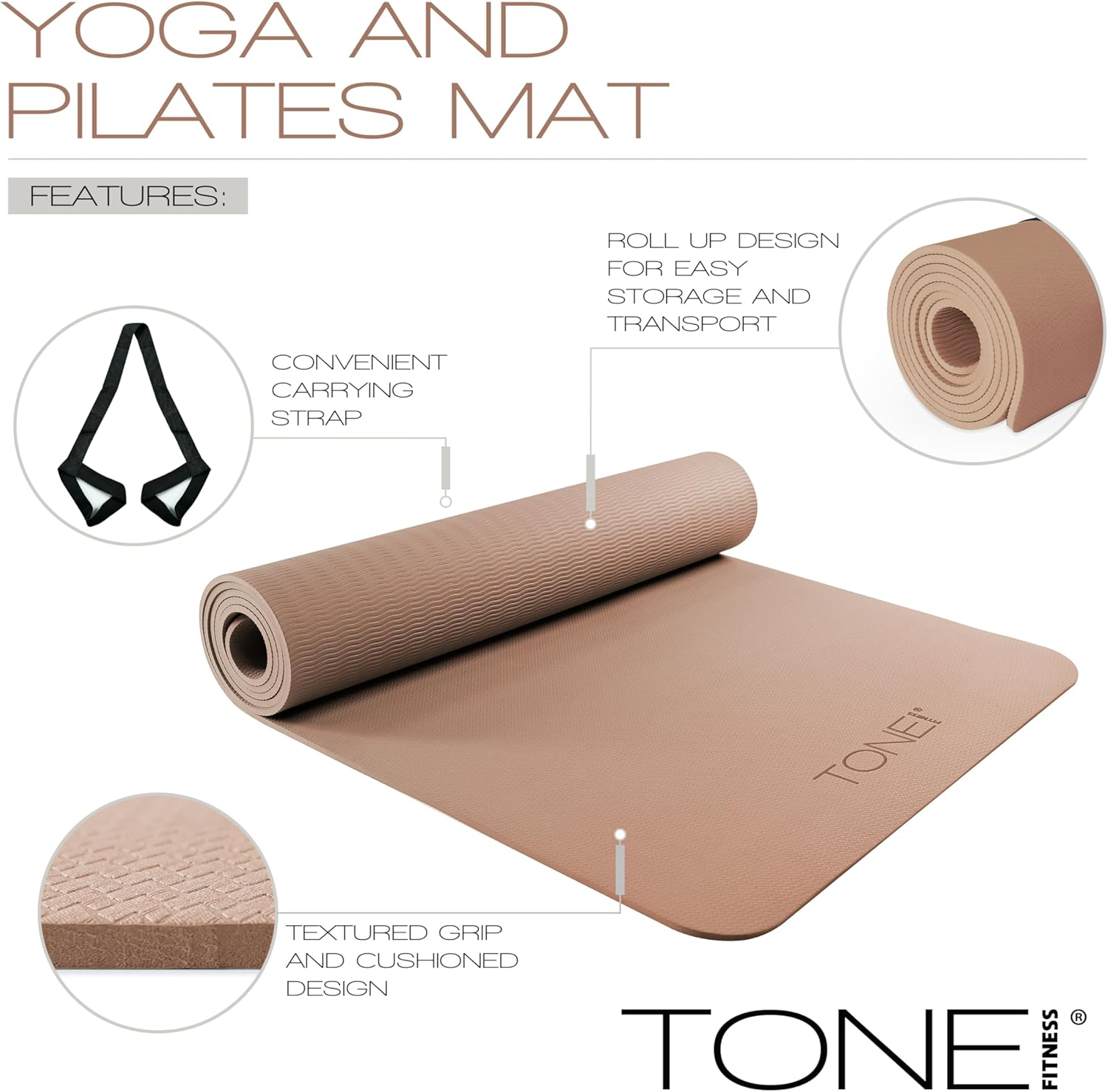 TONE Fitness Yoga Mat 1/4" Thick view 4