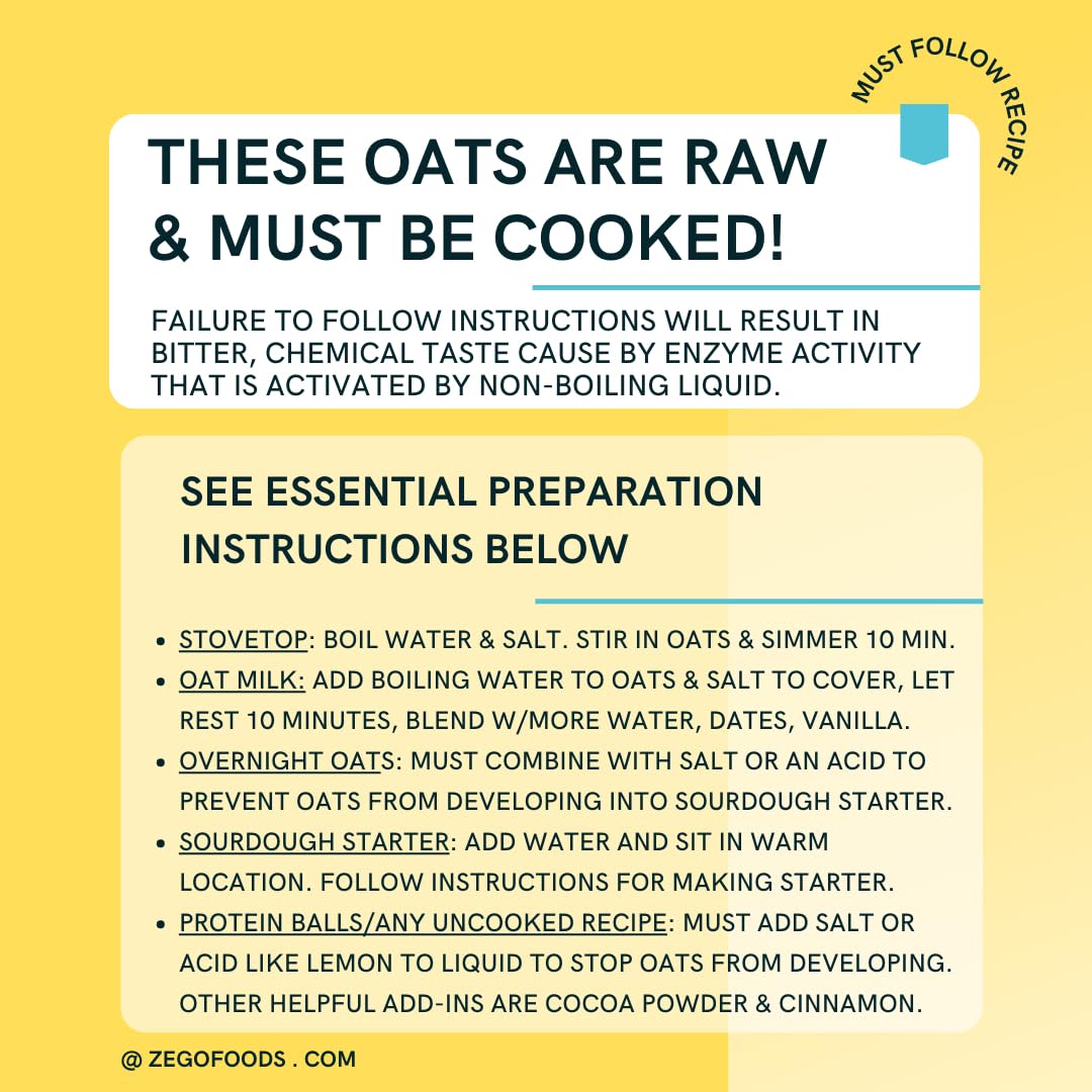 ZEGO Gluten Free Organic Raw Rolled Oats - Double Protein Old Fashioned Oatmeal - COOKING REQUIRED (14 oz) view 4